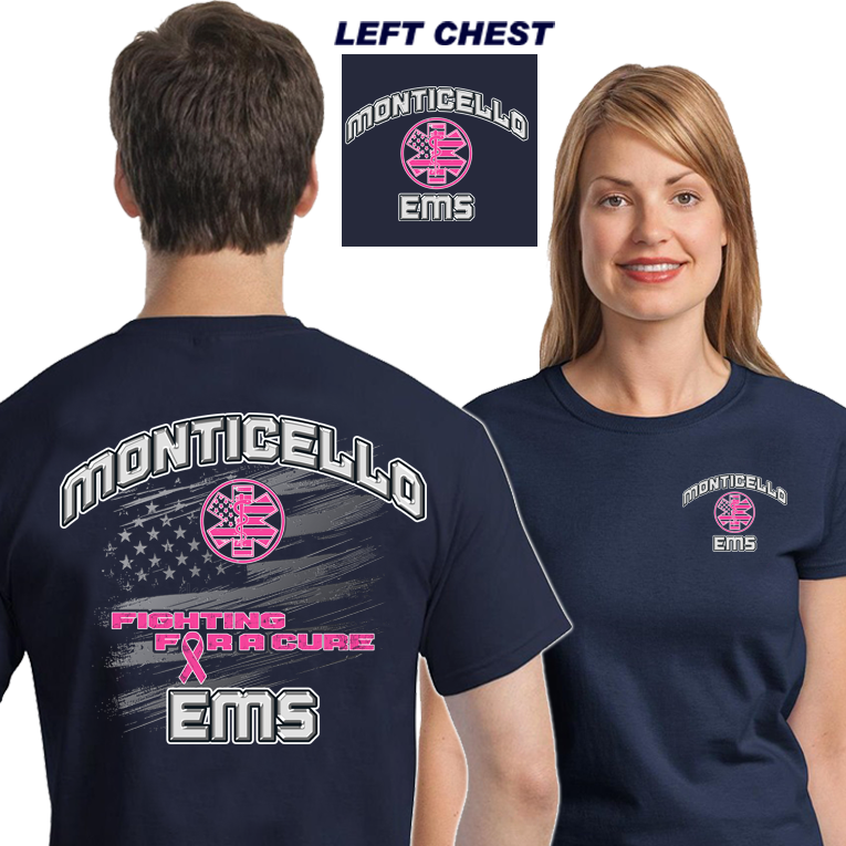 DD-EMSFFC  EMS FIGHTING FOR A CURE T-Shirt In Pink and Navy Blue