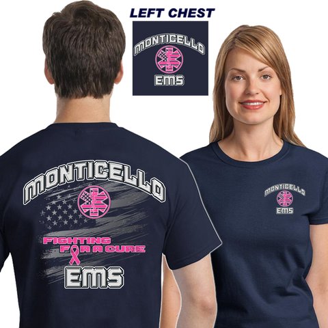 DD-EMSFFC  EMS FIGHTING FOR A CURE T-Shirt In Pink and Navy Blue