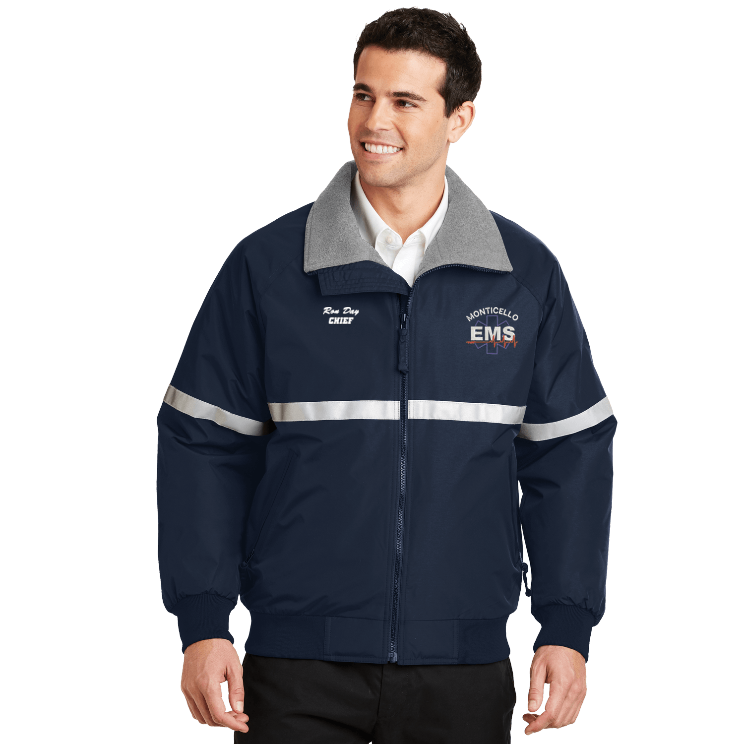 Reflective Navy EMS Embroidered Jacket (DD-EMSJACR) No Minimum required, Embroidery, dovedesigns.com, Dove Designst-shirts, shirts, hoodies, tee shirts, t-shirt, shirts