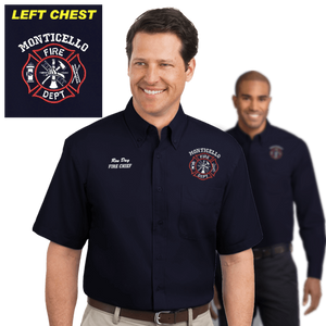 firefighter dress uniform shirts San Diego Fire Workrite Class B Men's Short Sleeve Shirt loop closures for secure storage Five sewn in military creases (two in the front/three on the back) NFPA 1975 Old part number 735NX45 Made with durable We're happy to announce that